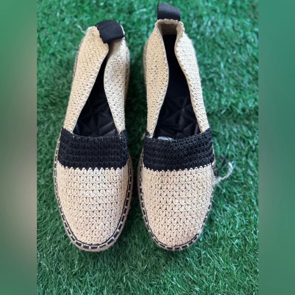 ZARA‎ Beige and Black Woven Espadrilles Size 40